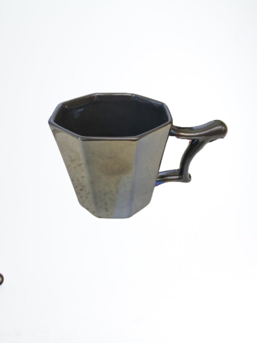2013 Starbucks Gunmetal Gray Metallic Faceted Octagon Coffee Mug 14 fl oz